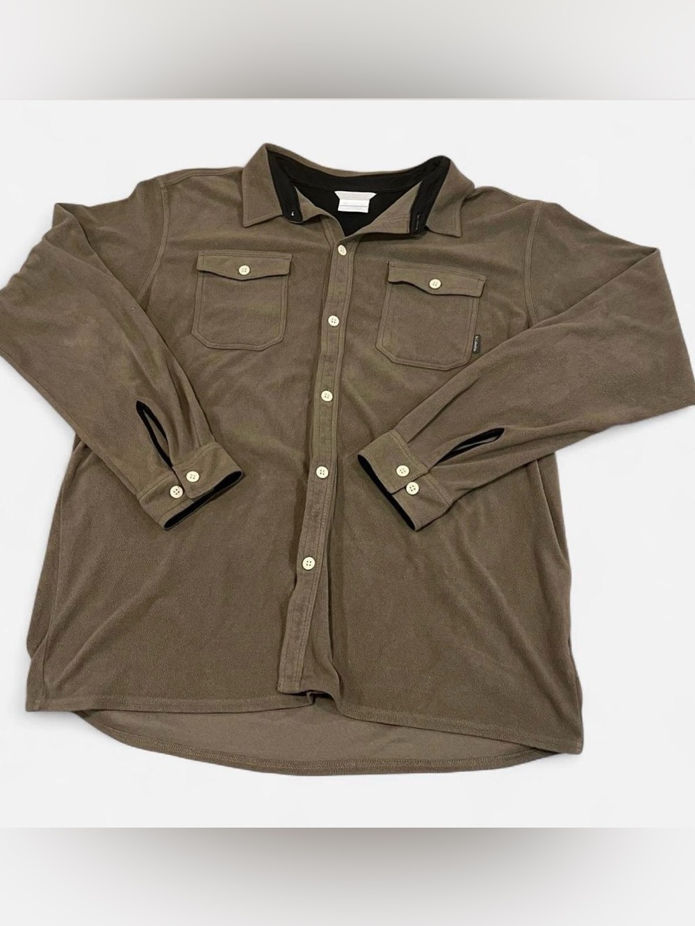 Columbia Men's Olive green Fleece Button Up‎ Shirt Jacket Shacket Size Xlarge